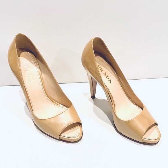 Prada Patent Leather Peep Toe Heel Nude - Picture 4 of 16